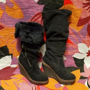 ZIGney Boots women's 7.5 Black Suede with Faux Fur never worn, new with tags on.